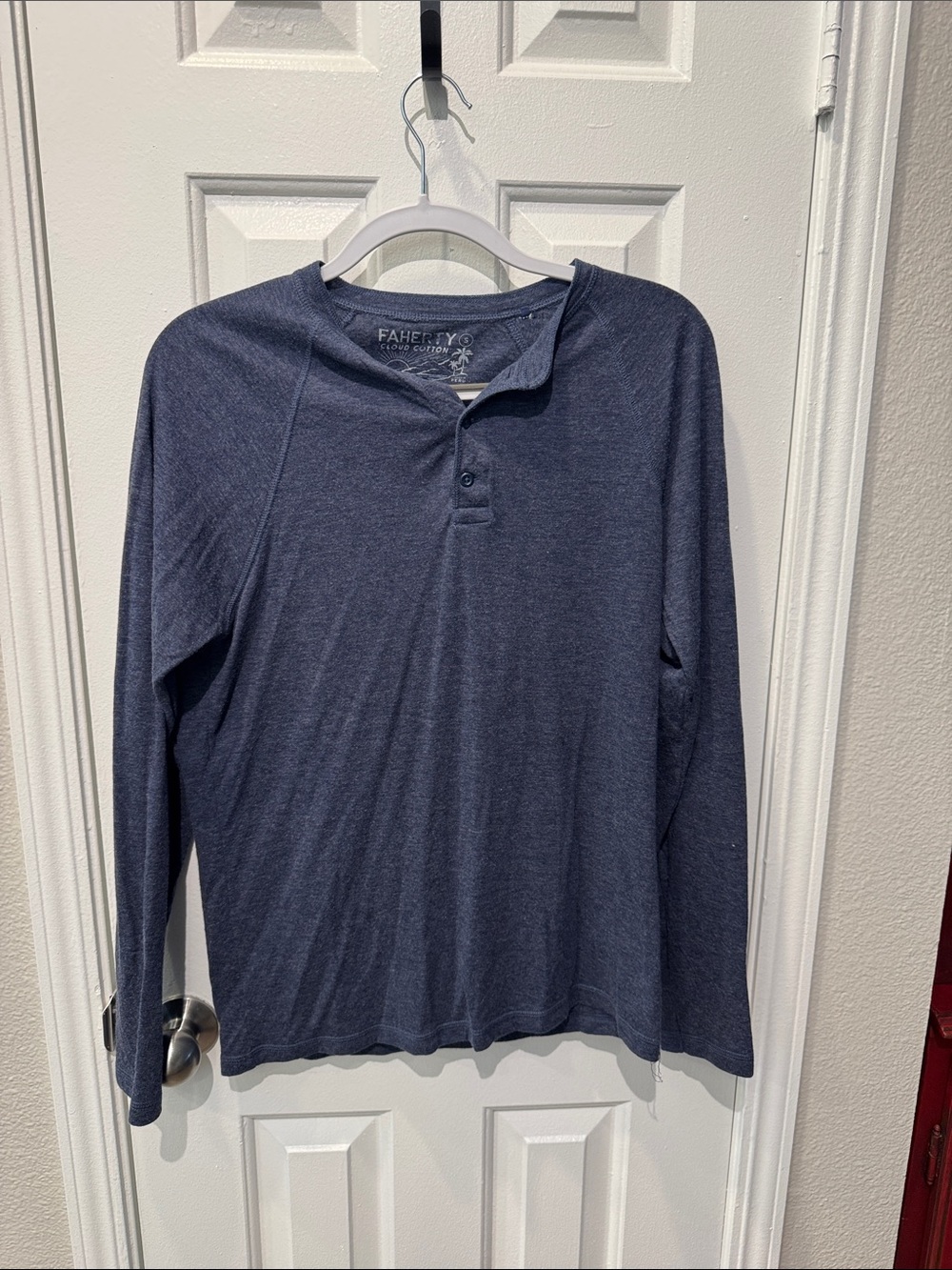 Faherty Indigo Long Sleeve Henley Tee